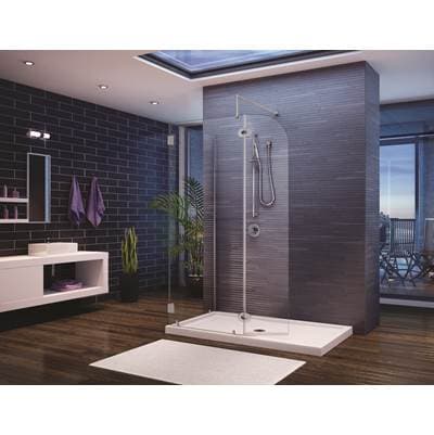 Fleurco Monaco ''v'' RD 2-PAN & Dr/br Nk/clr/rgt/rct Hg/fl TB - Brushed Nickel