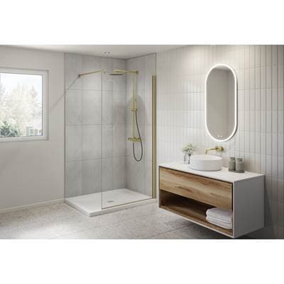 Fleurco Lexus Shower Shield45'' /79''h/10mm/brushed Gold/clear Glass - Brushed Gold with Clear Glass