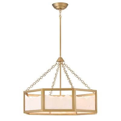 Fredrick Ramond Large Drum Chandelier - Lacquered Brass by Fredrick Ramond