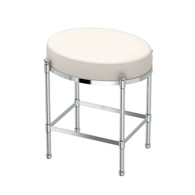 Gatco Oval White Leather Vanity Stool - Chrome by Gatco