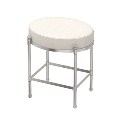 Gatco Oval White Leather Vanity Stool - Satin Nickel by Gatco