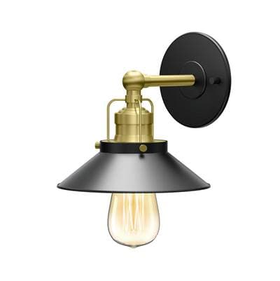 Gatco Modern Farmhouse Metal Single Sconce, Matte Black/brushed Brass