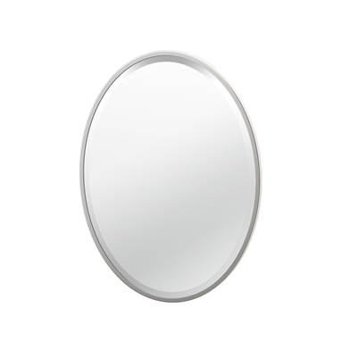 Flush Mount EZ Hanging 27.5''H Framed Oval Mirror, Satin Nickel