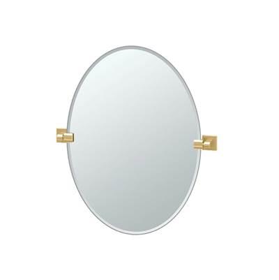 Elevate 26.5''H Frameless Oval Mirror, Brushed Brass by Gatco