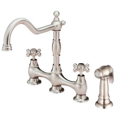 Gerber Plumbing Opulence 2H Bridge Kitchen Faucet W/ Cross Handles W/ Spray 1.75gpm - Stainless...