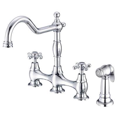 Gerber Plumbing Opulence 2H Bridge Kitchen Faucet W/ Cross Handles W/ Spray 1.75gpm - Chrome by Gerber Plumbing