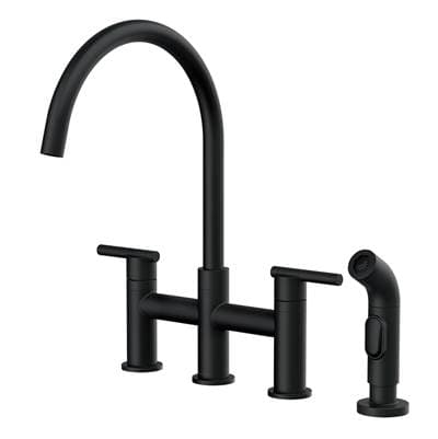 Gerber Plumbing Parma 2H Bridge Kitchen Faucet W/ Spray 1.75gpm - Satin Black