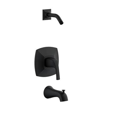 Gerber Plumbing Vaughn 1H Tub & Shower Trim Kit & Treysta Cartridge Less Showerhead - Satin Black by Gerber Plumbing