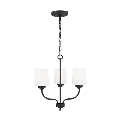 Generation Lighting Windom Three Light Chandelier Midnight Blackl Bulbs Included