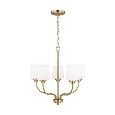 Generation Lighting Windom Five Light Chandelier Satin Brass Bulbs Inc