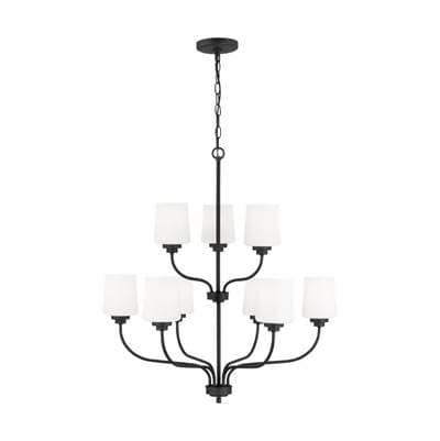 Generation Lighting Windom Nine Light Chandelier Midnight Black Bulbs Inc