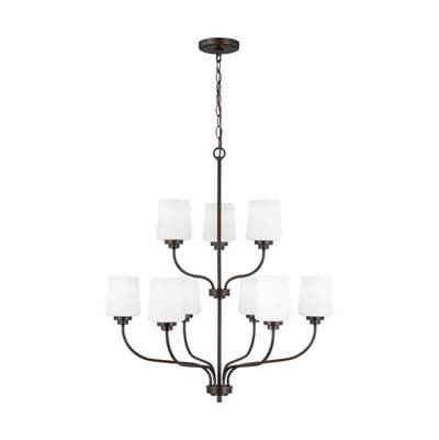 Generation Lighting Windom Nine Light Chandelier Bronze Bulbs Inc by Generation Lighting