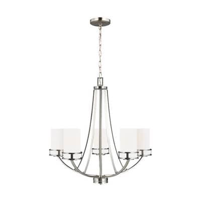 Generation Lighting Robie Five Light Chandelier Brushed Nickel Bulbs Included