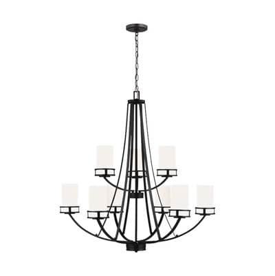 Generation Lighting Robie Nine Light Chandelier Midnight Black Bulbs Included