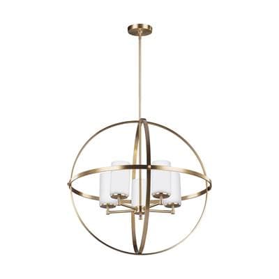 Generation Lighting Alturas Five Light Chandelier Satin Brass Bulbs Inc by Generation Lighting