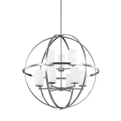 Alturas Nine Light Chandelier Brushed Nickel Bulbs Inc by Generation Lighting