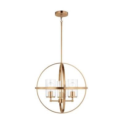 Generation Lighting Alturas Three Light Chandelier Satin Brass Bulbs Inc by Generation Lighting
