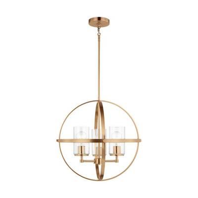 Alturas Three Light Chandelier Satin Brass Bulbs Inc