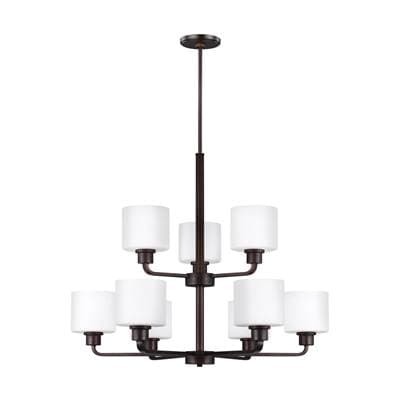 Generation Lighting Canfield Nine Light Chandelier in Bronze Bulbs Included by Generation Lighting