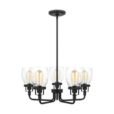 Belton Five Light Uplight Chandelier in  Midnight Black Bulbs Included