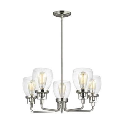 Belton Five Light Uplight Chandelier in Brushed Nickel Bulbs Included