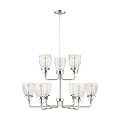 Belton Nine Light Uplight Chandelier in Brushed Nickel Bulbs Included