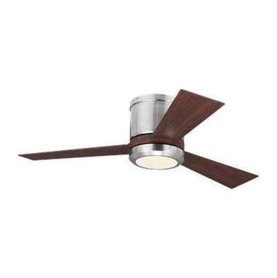Generation Lighting Clarity 42 Hugger LED Ceiling Fan in with Teak Blades and Light Kit Brushed...
