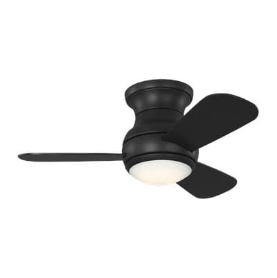 Generation Lighting Orbis 32 Hugger LED Ceiling Fan in Midnight Black with Midnight Black Blades...