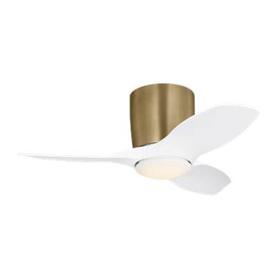 Generation Lighting Titus 32 Hugger LED Ceiling Fan in Satin Brass with Matte White Blades and...