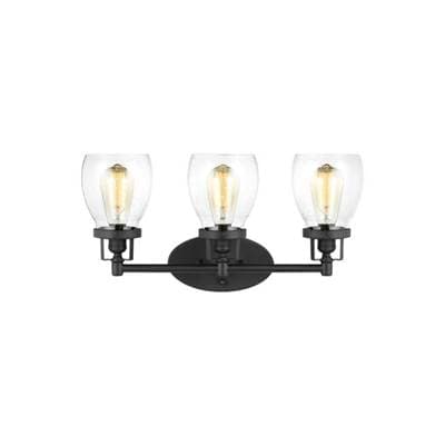 Generation Lighting Belton Three Light Wall / Bath Sconce in Midnight Black Bulbs Included -...