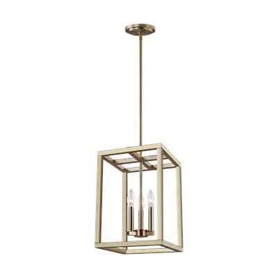 Generation Lighting Moffet Street Small Three Light Hall / Foyer Satin Brass Bulbs Inc by Generation Lighting
