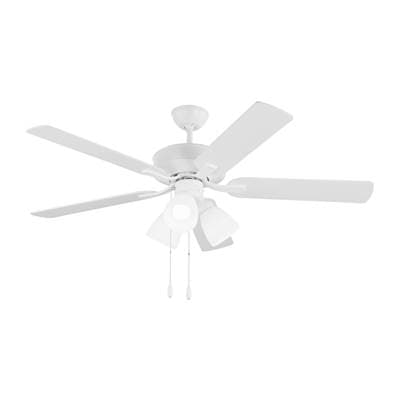 Generation Lighting Linden 52 LED 3 Ceiling Fan in with Blades and Fitter Light Kit Matte White -...