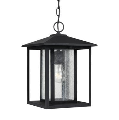Generation Lighting Hunnington Pendant in Black with Clear Seeded Glass Panels Bulb(s) Not...