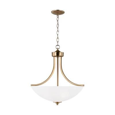 Geary Medium Three Light Pendant Satin Brass Bulbs Included