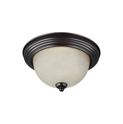 Geary Three Light Flush Mount Bronze Amber Scavo Glass Bulbs Included by Generation Lighting