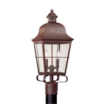 Generation Lighting Chatham Post Lantern in Weathered Copper with Clear Seeded Glass Panels -...