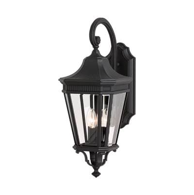 Generation Lighting Cotswold Lane Medium Lantern in Grecian in Black with Clear Beveled Glass -...