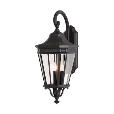 Generation Lighting Cotswold Lane Large Wall Lantern in Black with Clear Beveled Glass by Generation Lighting