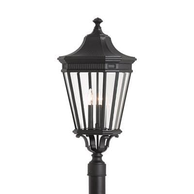 Generation Lighting Cotswold Lane Large Post Lantern in Black with Clear Beveled Glass