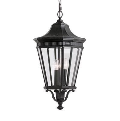 Generation Lighting Cotswold Lane Medium Pendant in Black with Clear Beveled Glass by Generation Lighting
