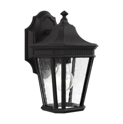 Generation Lighting Cotswold Lane Extra Small Lantern in Black with Clear Seeded Glass Panels -...