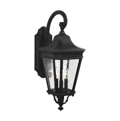 Generation Lighting Cotswold Lane Medium Lantern in Black with Clear Seeded Glass Panels