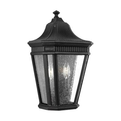 Generation Lighting Cotswold Lane Pocket Lantern in Black with Clear Seeded Glass Panels
