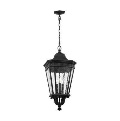 Generation Lighting Cotswold Lane Medium Pendant in Black with Clear Seeded Glass