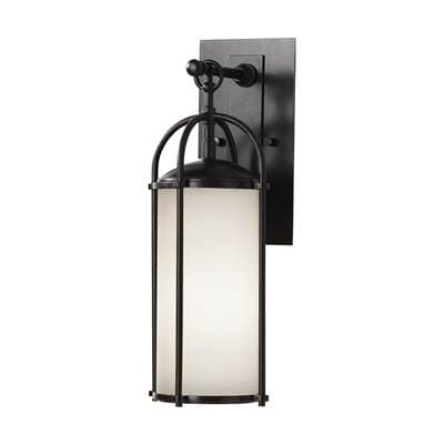 Generation Lighting Dakota Small Lantern in Espresso with Opal Etched Glass by Generation Lighting