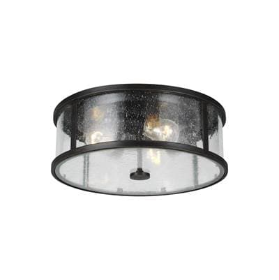 Generation Lighting Dakota Flush Mount in Espresso with Clear Seeded Glass by Generation Lighting