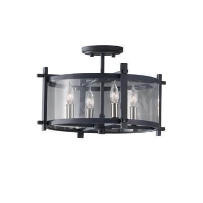 Ethan Semi-Flush Mount Antique Forged Iron / Brushed Steel by Generation Lighting