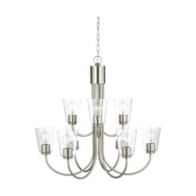 Generation Lighting Miles Large Chandelier in Brushed Nickel with Clear Glass Bulb(s) Not... by Generation Lighting