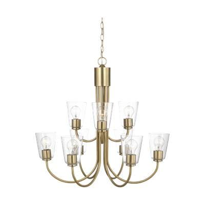 Generation Lighting Miles Large Chandelier in Satin Brass with Clear Glass Bulb(s) Not Included -...
