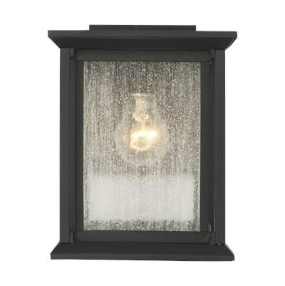 Generation Lighting Audley Small Lantern Textured Black Distressed Seeded Glass by Generation Lighting
